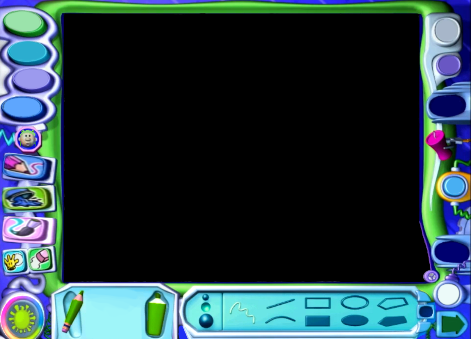 the main interface of kid pix deluxe 3 is displayed as the background of the page